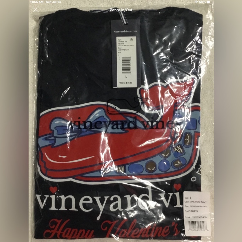 Vineyard Vines Valentines Day Chocolate Whale Long Sleeve Tee Vineyard Navy Lg